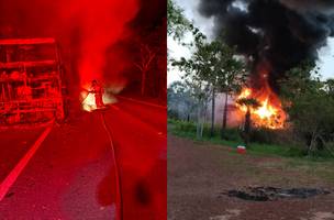 Esquipes do Corpo de Bombeiros controlou as chamas ao anoitecer (Foto: Divulgação/CBMPI)