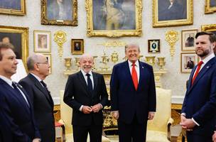 Lula e Trump durante encontro na Casa Branca, nos Estados Unidos. (Foto: Divulgação/Ricardo Stuckert/PR)