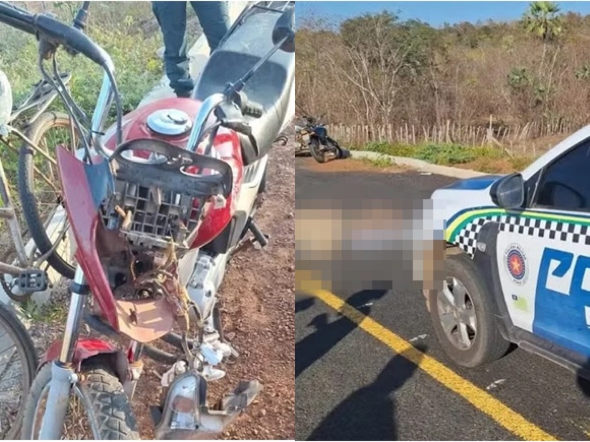 Uma das motocicletas envolvidas no acidente
