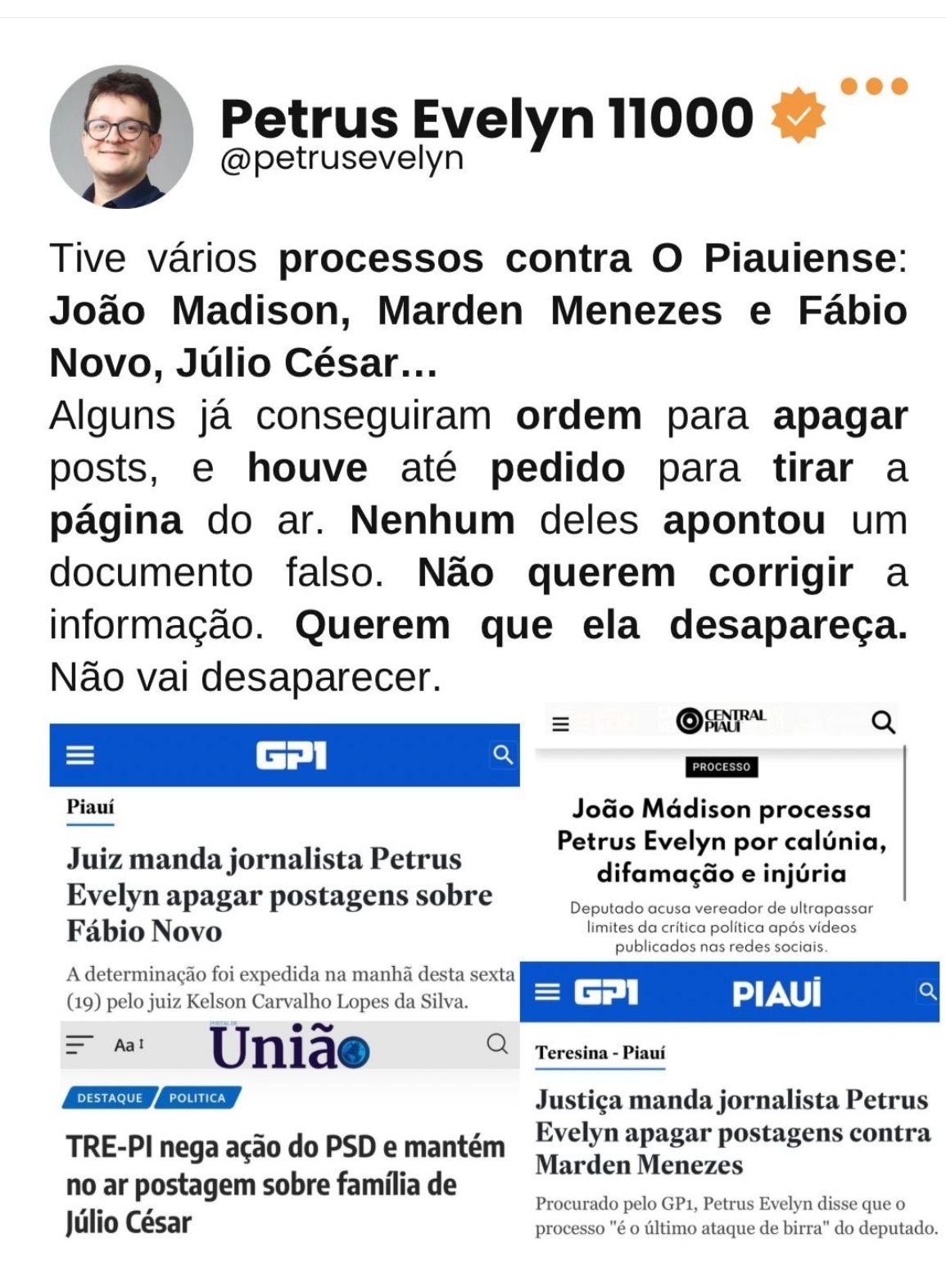 Vê só o que vive o jornalista. Isso ocorre sistematicamente no Portal AZ. Eles não querem que o público saiba de suas espertezas.