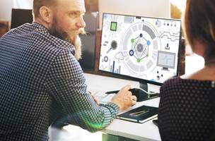 Conceito de gráficos de conexão de tecnologia da informação (Foto: Magnific)