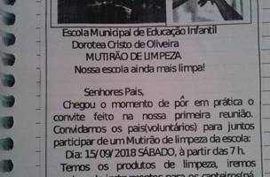 Em Picos, direção 'convoca' pais de alunos para limpeza em escola municipal (Foto: -)