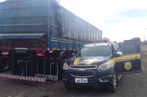 PRF apreende caminhão com mais de 60 toneladas de madeira ilegal no Piauí (Foto: -)