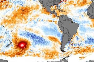 Mancha quente de água que se move no Pacífico em direção à América do Sul e inquieta cientistas (Foto: -)