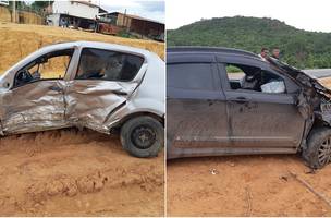 Colisão entre dois carros deixa três pessoas feridas na BR 135 (Foto: -)
