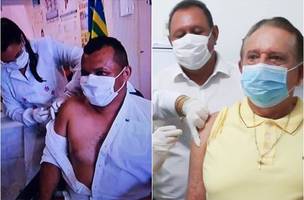 Prefeitos de Guaribas e Uruçuí recebem doses da CoronaVac em lançamento de plano de vacinação (Foto: -)