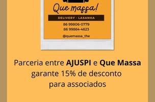 Parceria entre AJUSPI e Que Massa garante 15% de desconto para associados (Foto: -)