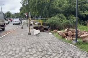 Cratera se abre na Avenida Raul Lopes depois de fortes chuvas (Foto: -)